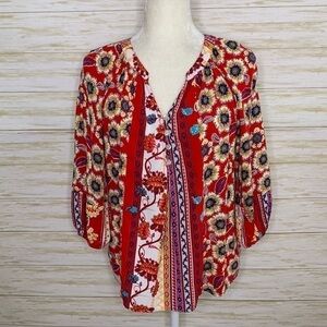 Anthropologie Fig and Flower Floral Top